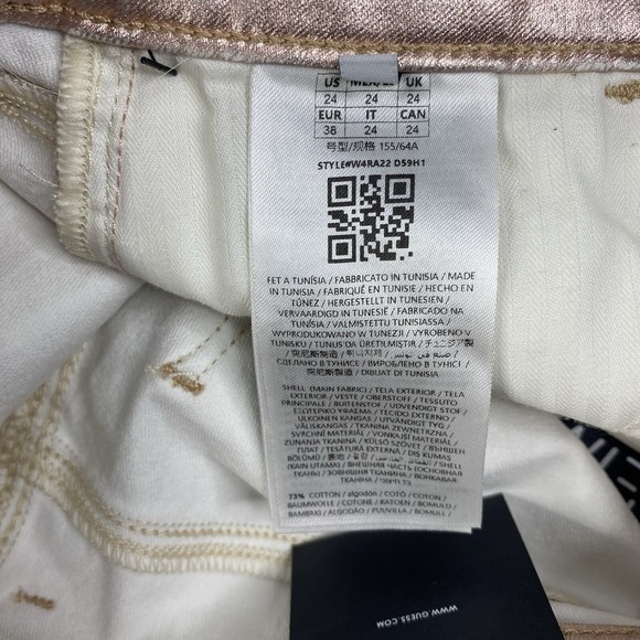 Guess 1981 High Rise Straight‎ Leg Jeans Papete Pink Metallic Stretch SZ 24x29 - Picture 16 of 16